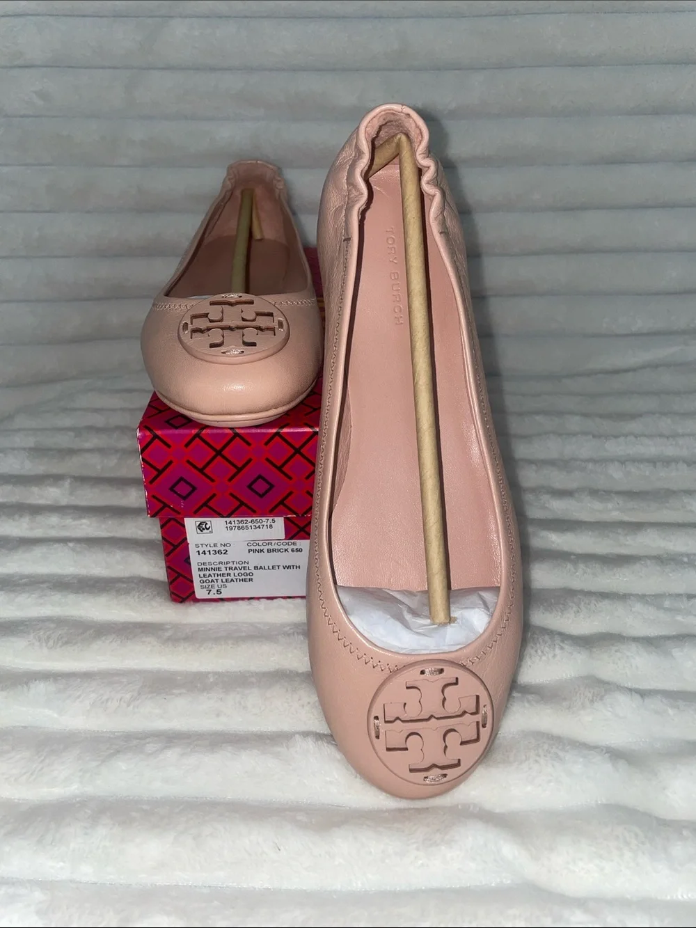 NIB Tory Burch Minnie Travel Ballet in Pink Brick- Women’s size 7.5
